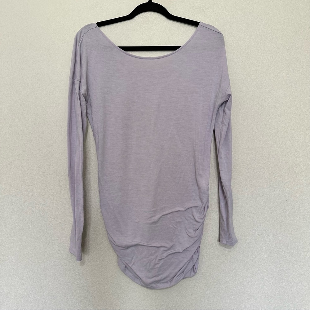 Lucy women’s long sleeve ruched side tunic top lavender purple size s small